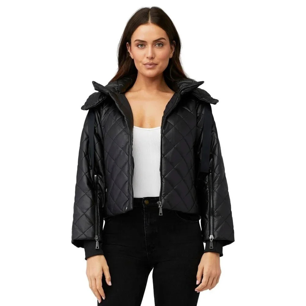 STEVE MADDEN Hayle Jacket in Black Small Womens Vegan Coat Faux Leather
